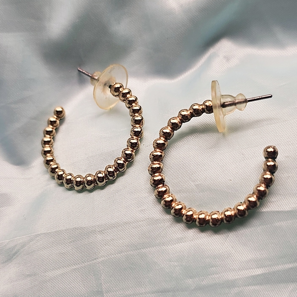 Gold and Yellow Geometric and Floral Earrings - Picture 8 of 11